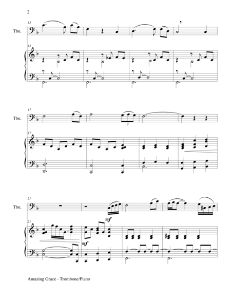Amazing Grace Trombone Piano And Trombone Part Page 2