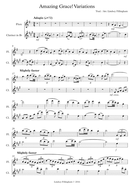 Amazing Grace Variations For Flute And Clarinet Page 2