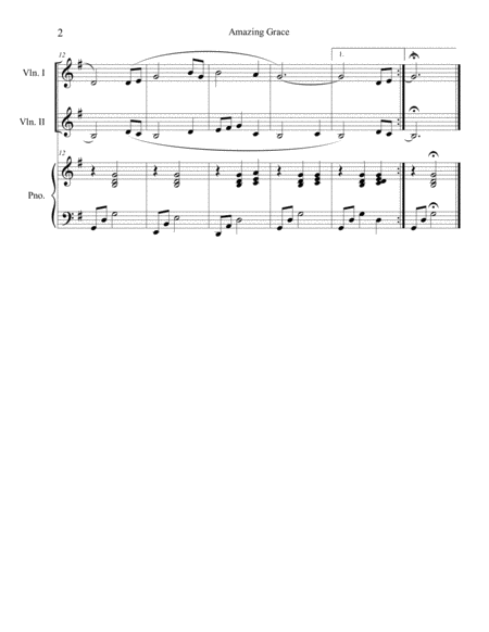 Amazing Grace Violin Duet With Optional Piano Accompaniment Page 2