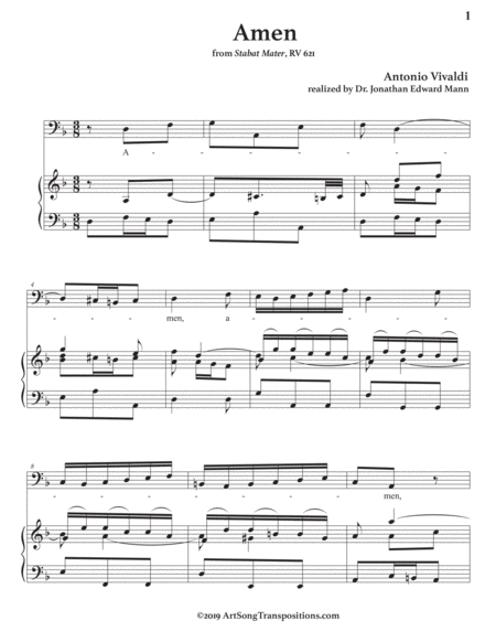 Amen Transposed To D Minor Bass Clef Page 2