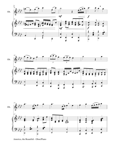 America The Beautiful Duet Oboe And Piano Score And Parts Page 2