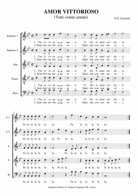 Amor Vittorioso Tutti Venite Armati For Ssatb Choir Page 2