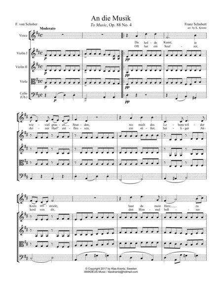 An Die Musik To Music For Voice And String Quartet Page 2