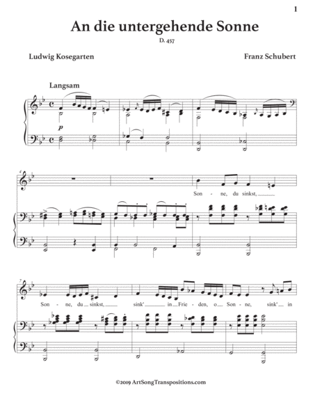 An Die Untergehende Sonne D 457 B Flat Major Page 2