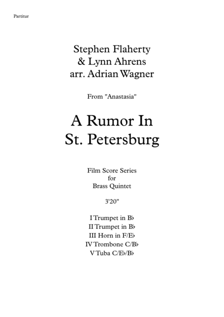 Anastasia A Rumor In St Petersburg Brass Quintet Arr Adrian Wagner Page 2