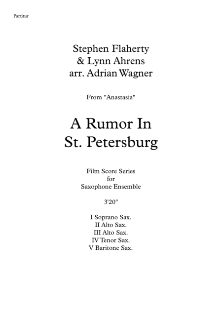 Anastasia A Rumor In St Petersburg Saxophone Quintet Arr Adrian Wagner Page 2