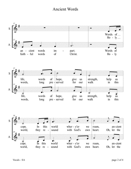 Ancient Words For Sa Duet With Piano Accompaniment Page 2