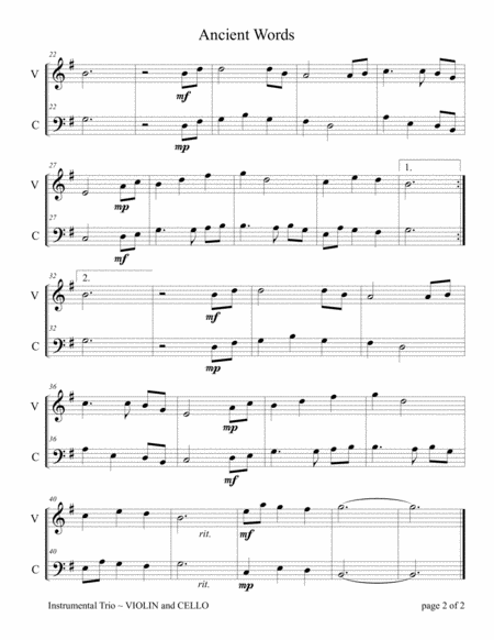 Ancient Words For Violin And Cello Duet With Piano Accompaniment Page 2