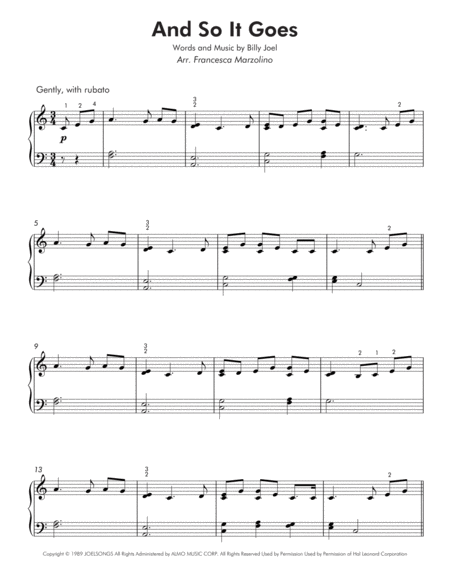 And So It Goes Easy Piano Page 2