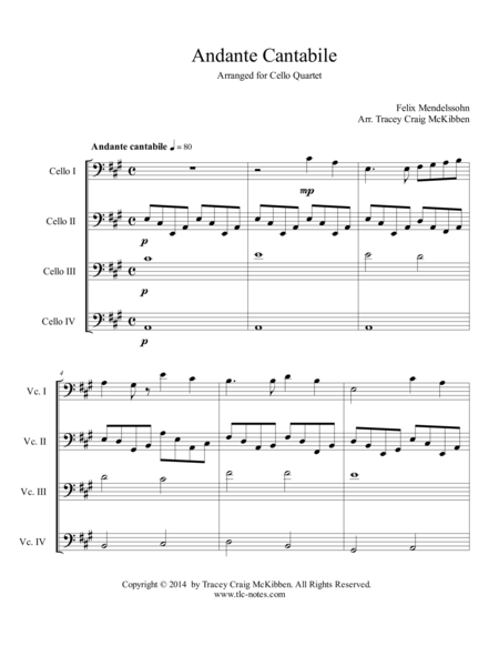 Andante Cantabile For Cello Quartet Page 2