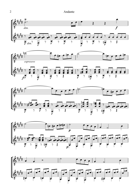 Andante From Elvira Madigan Abridged For Guitar Duo Page 2