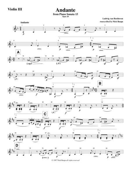 Andante From Piano Sonata 15 Arranged For String Orchestra Optional Violin 3 Parts Page 2