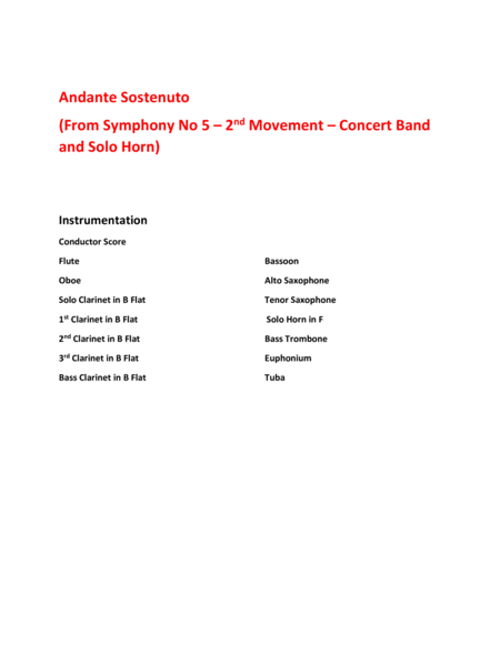 Andante Sostenuto From Symphony No 5 2nd Movement Concert Band And Solo Horn Page 2