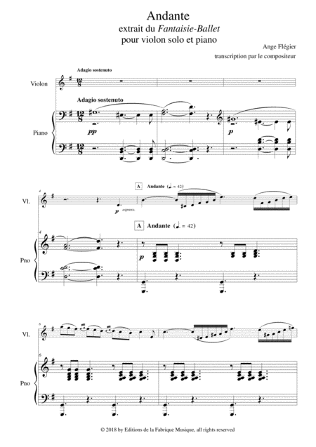 Ange Flgier Andante From The Fantaisie Ballet For Violin And Piano Page 2