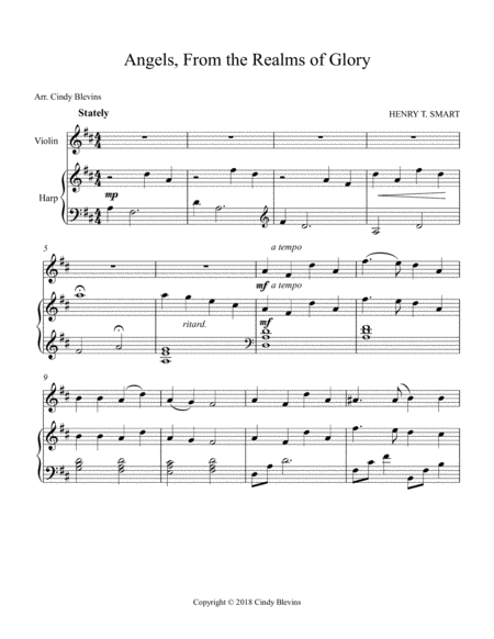 Angels From The Realms Of Glory Arranged For Harp And Violin Page 2