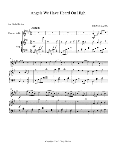 Angels We Have Heard On High Arranged For Harp And Bb Clarinet Page 2