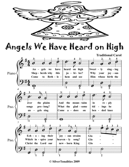 Angels We Have Heard On High Easiest Piano Sheet Music Tadpole Edition Page 2