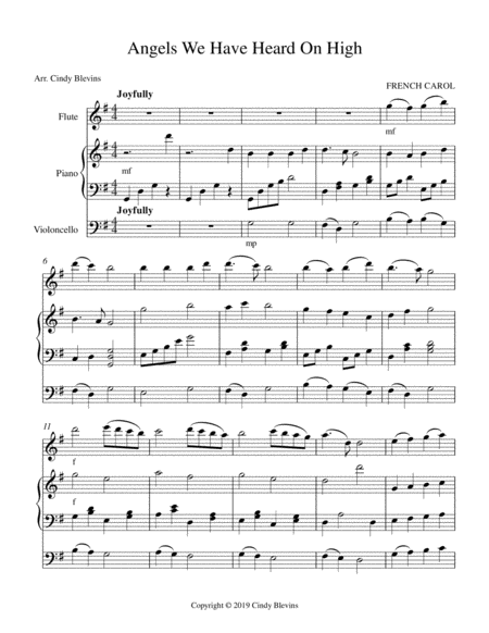 Angels We Have Heard On High For Piano Flute And Cello Page 2