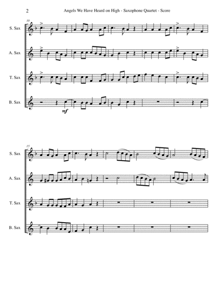 Angels We Have Heard On High For Saxophone Quartet Page 2