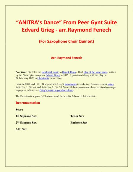 Anitras Dance E Grieg Saxophone Choir Quintet Page 2