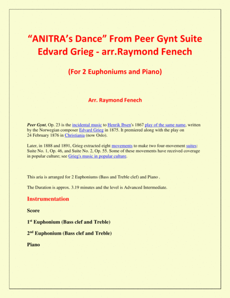 Anitras Dance From Peer Gynt 2 Euphoniums And Piano Page 2