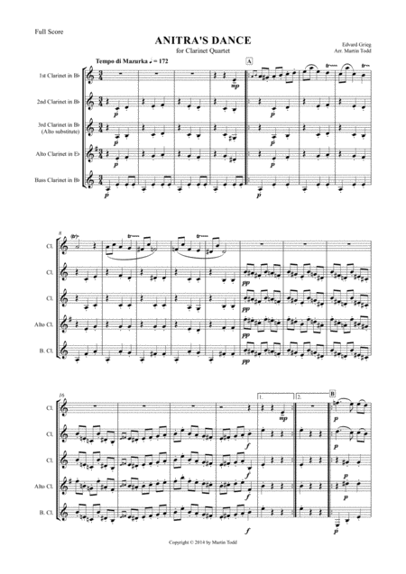 Anitras Dance From Peer Gynt Suite No 1 For Clarinet Quartet Page 2