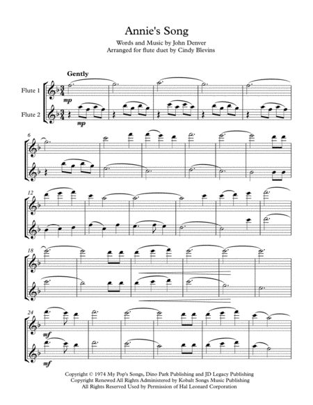 Annies Song Arranged For Flute Duet Page 2