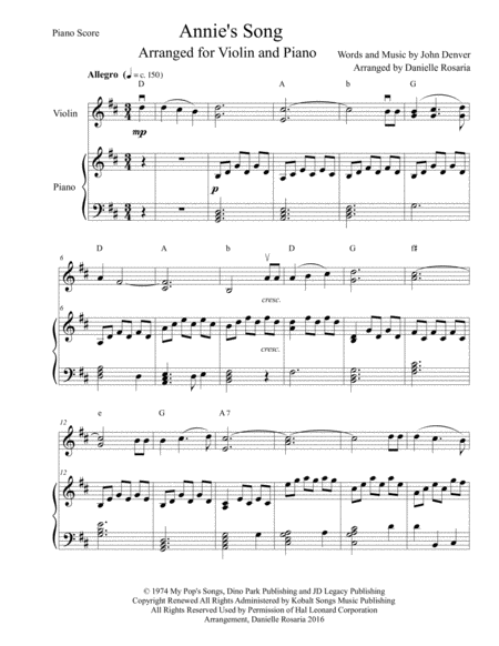 Annies Song Arranged For Violin And Piano Page 2