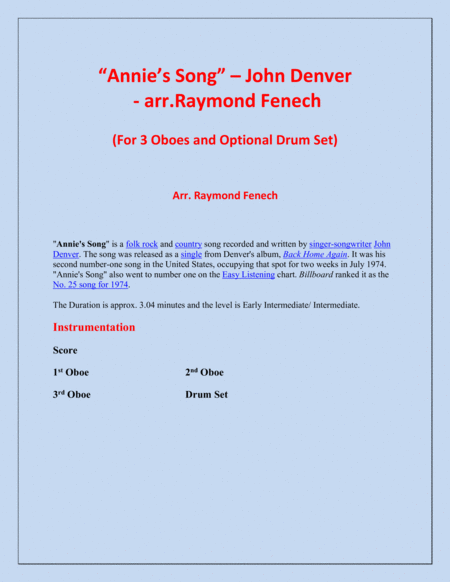 Annies Song John Denver 3 Oboes And Optional Drum Set Page 2