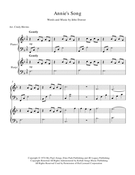 Annies Song Piano And Harp Duet Page 2