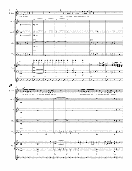 Another Brick In The Wall Part Two Voice Piano String Quartet Lead Sheet Page 2