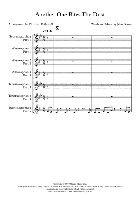 Another One Bites The Dust With 4 Or 5 Saxophones Page 2