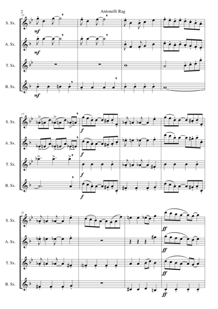 Antonelli Rag For Saxophone Quartet Page 2