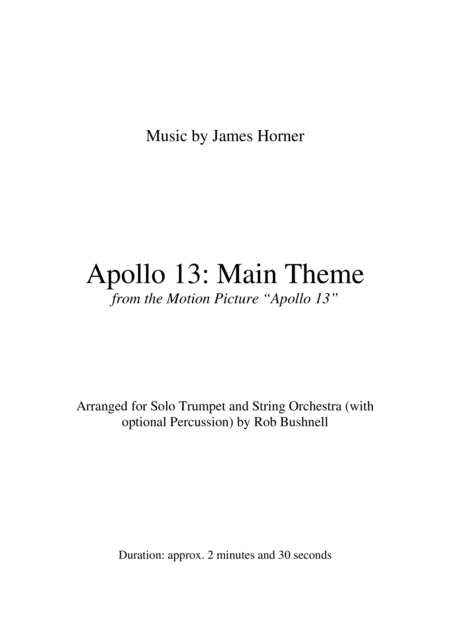 Apollo 13 Main Theme James Horner Solo Trumpet And String Orchestra With Optional Percussion Page 2