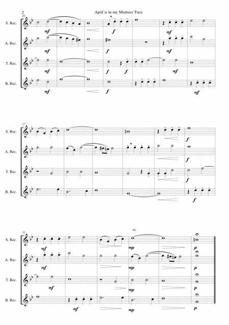 April Is In My Mistress Face For Recorder Quartet Page 2