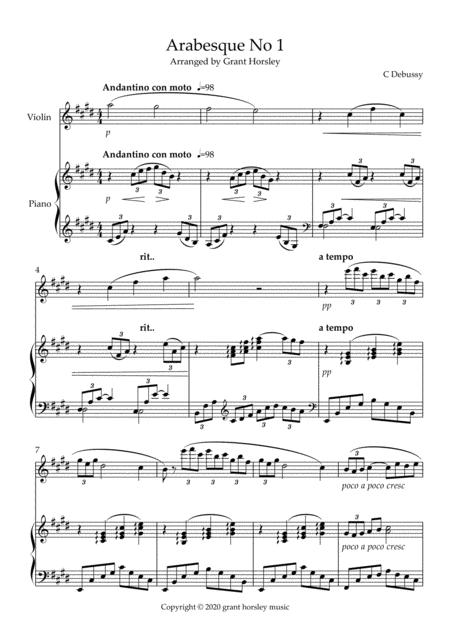 Arabesque No 1 Debussy Violin And Piano Advanced Intermediate Page 2