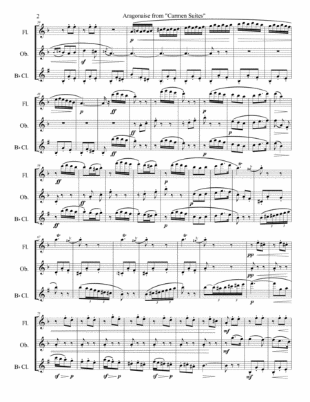 Aragonaise From Carmen Woodwind Trio Flute Oboe Clarinet Page 2