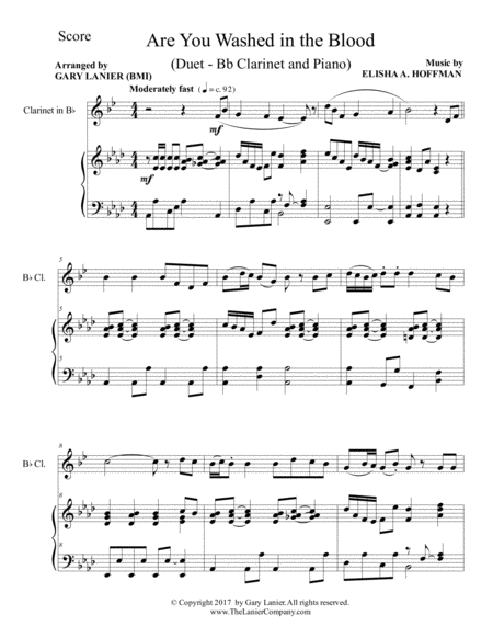 Are You Washed In The Blood Duet Bb Clarinet Piano With Score Part Page 2