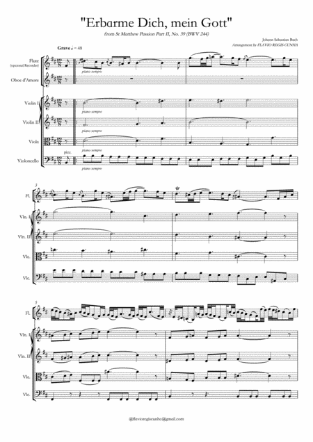 Aria Erbarme Dich Mein Gott From Matthuspassion Flute Solo Oboe D Amore And Strings Page 2