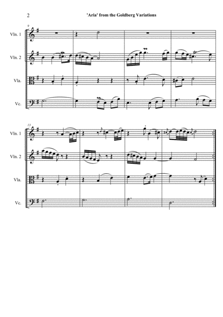 Aria From The Goldberg Variations For String Quartet Page 2