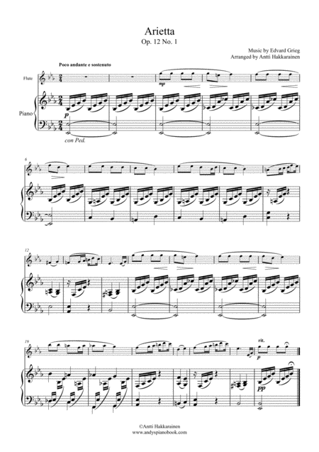 Arietta Op 12 No 1 From Lyric Pieces Flute Piano Page 2