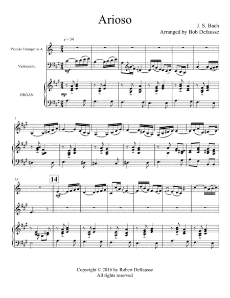 Arioso From Bachs Cantata Bwv 156 Arranged For Piccolo Trumpet Cello And Organ Page 2