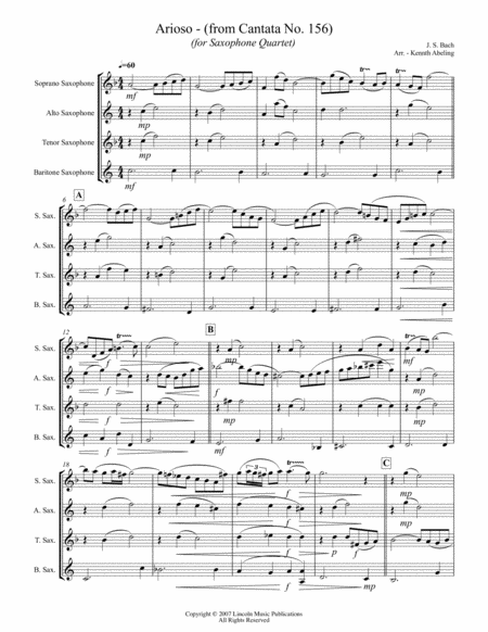 Arioso From Cantata No 156 For Saxophone Quartet Satb Page 2