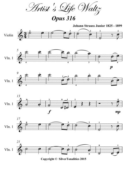 Artists Life Walz Opus 316 Easiest Violin Sheet Music Page 2
