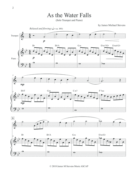 As The Water Falls Trumpet Piano Page 2