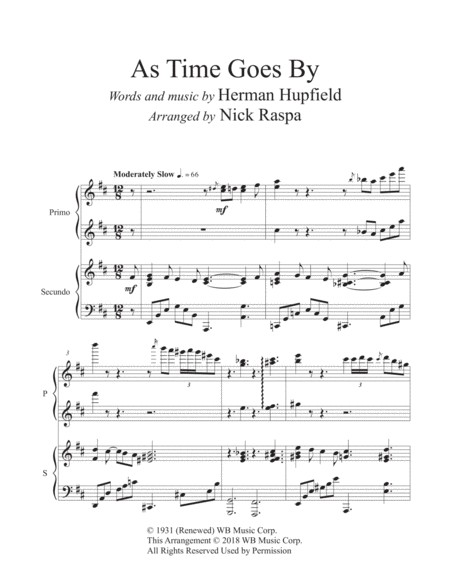 As Time Goes By 1 Piano 4 Hands Advanced Intermediate Page 2