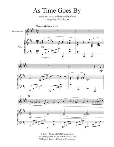 As Time Goes By B Flat Clarinet Piano Intermediate Page 2