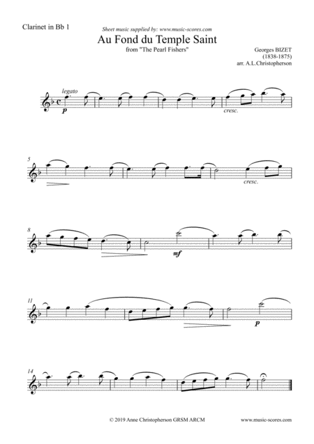 Au Fond Du Temple Saint Theme Only From The Pearl Fishers Clarinet Quartet Page 2