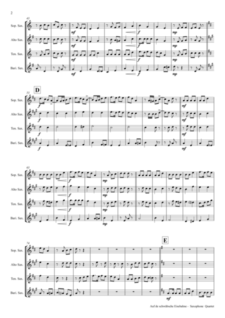 Auf Der Schbsche Eisebahne Swabian Anthem Oktoberfest Saxophone Quartet Page 2