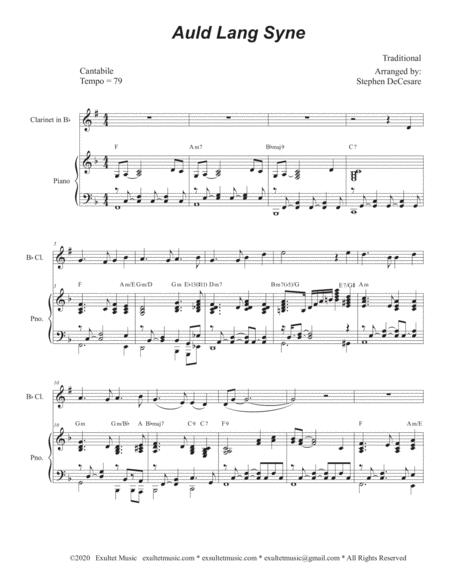 Auld Lang Syne Bb Clarinet Solo And Piano Page 2